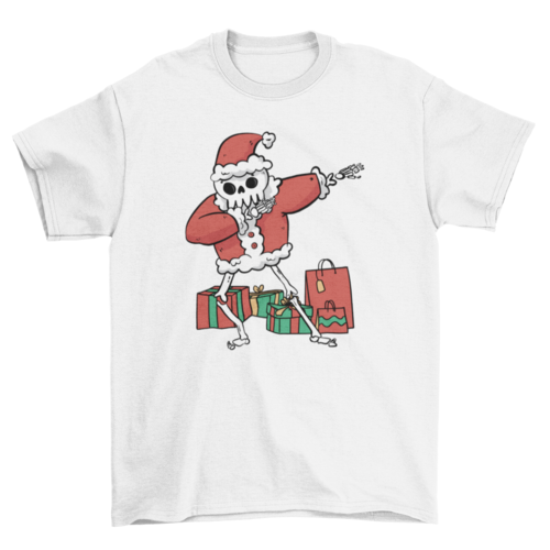 Santa Claus Skeleton dabbing with funny Christmas gifts holiday