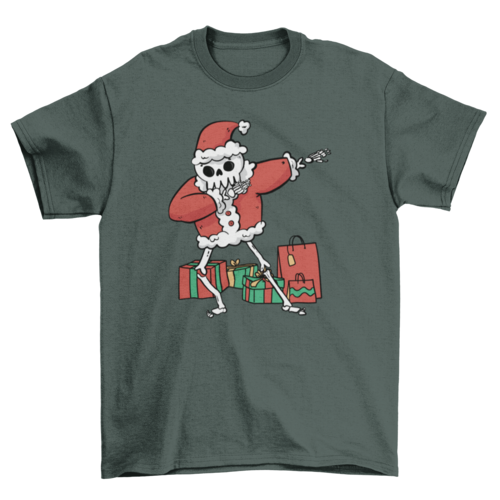 Santa Claus Skeleton dabbing with funny Christmas gifts holiday