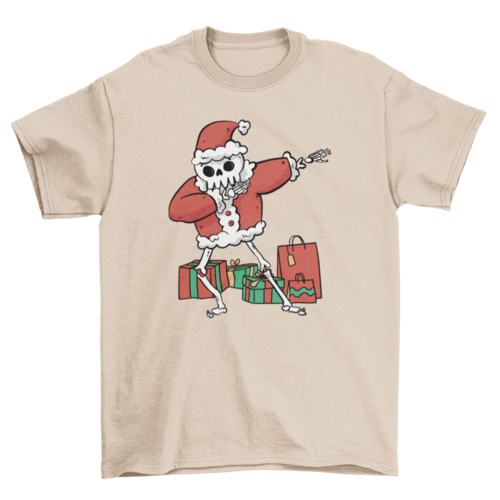Santa Claus Skeleton dabbing with funny Christmas gifts holiday